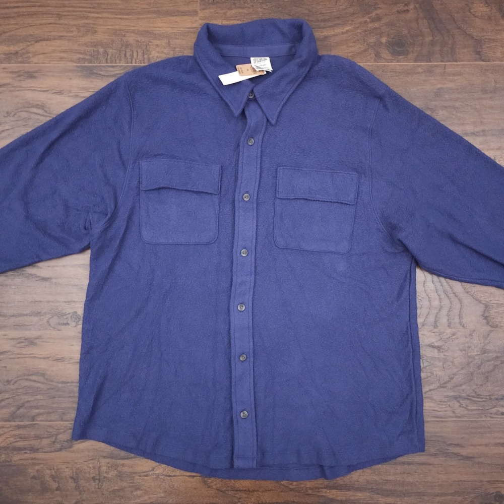 PINK Victoria's Secret Womens Large Blue Fleece Button Up‎ Top NWT Cozy Warm